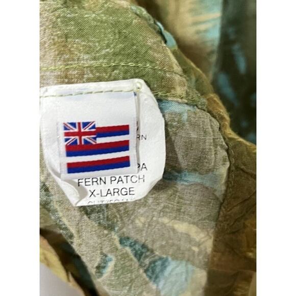 Jams World Hawaiian Abstract Rayon Button Shirt Mens Size XL Green Fern Patch - Picture 6 of 7